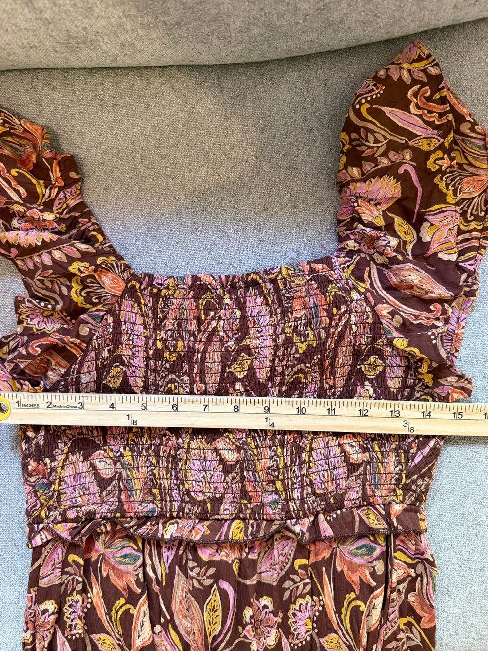 Vintage Angie Autumn Petals Brown Floral Boho Maxi Dress Size Small NWOT - Picture 9 of 10